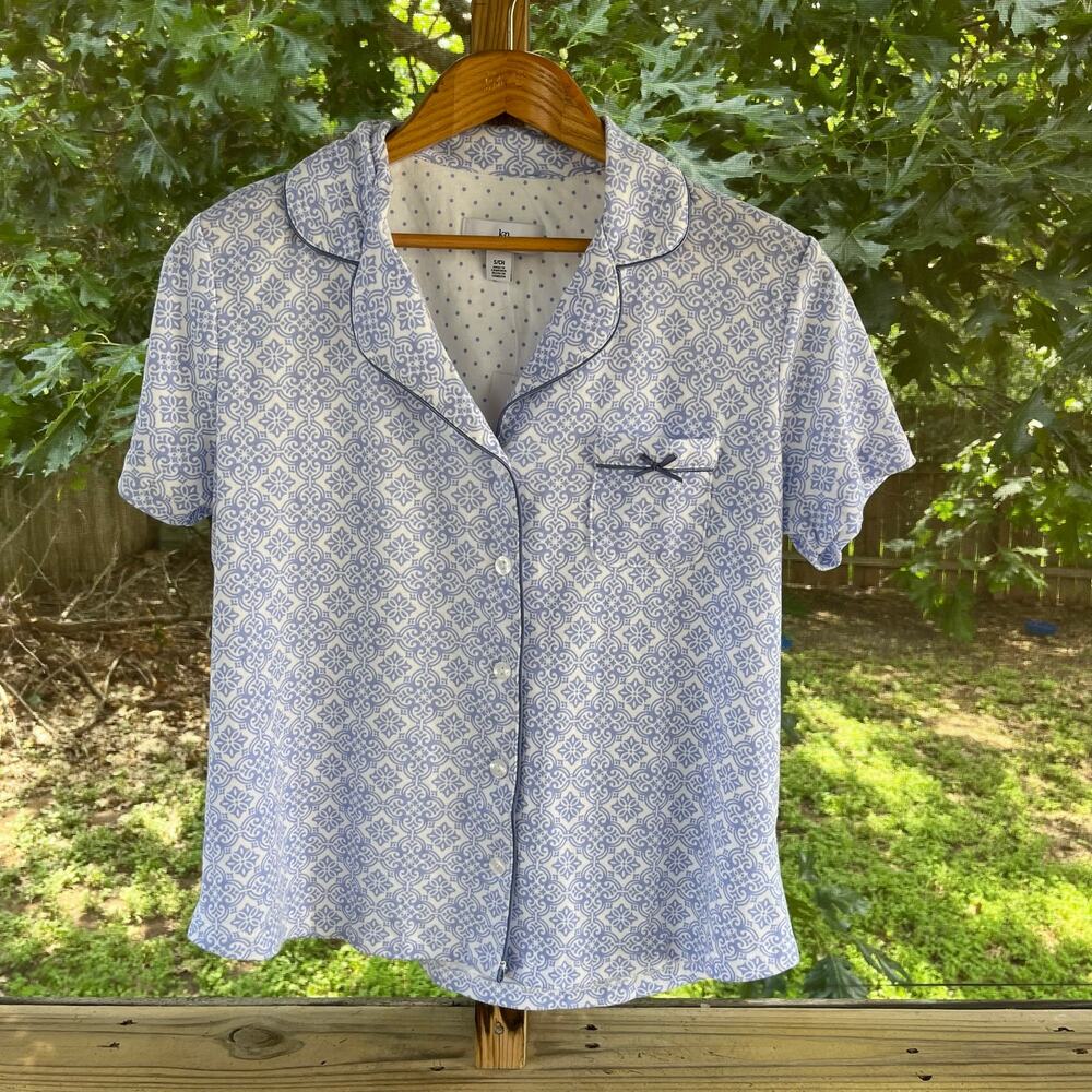 Karen Neuberger Women's Blue & White Printed Sleep Top Size S. NEW!